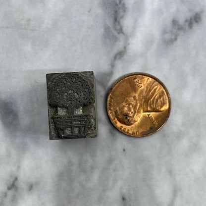 Vintage Printing Letterpress Printers Block Plate Topiary Bush Tree TJ57
