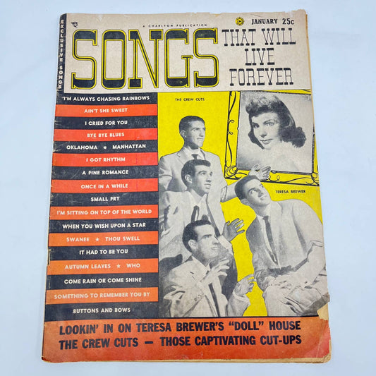January 1956 SONGS THAT WILL LIVE FOREVER Magazine Teresa Brewer Crew Cuts TF3