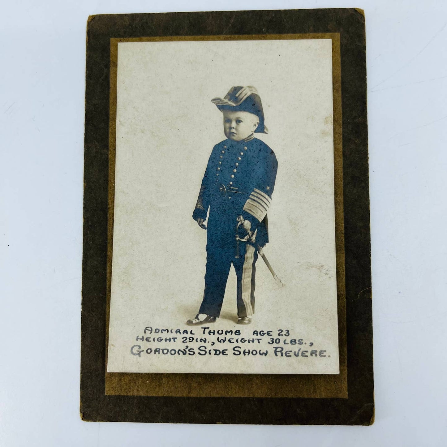 Gordon’s Side Show Revere Picture “Admiral Thumb” Oddity 3 x 5” AA2