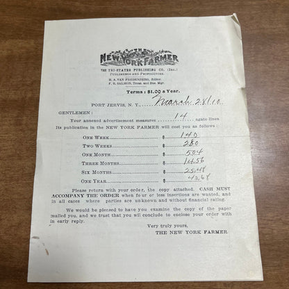 1910s New York Farmer Magazine Advertising Quote Press Kit Leaflet AK7-2