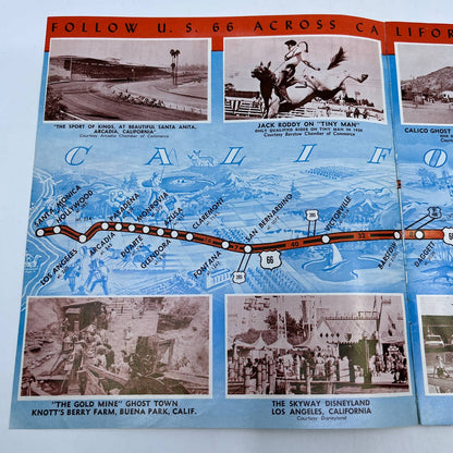 1961 Chicago to Los Angeles Interstate Route 66 Brochure & Map TH7