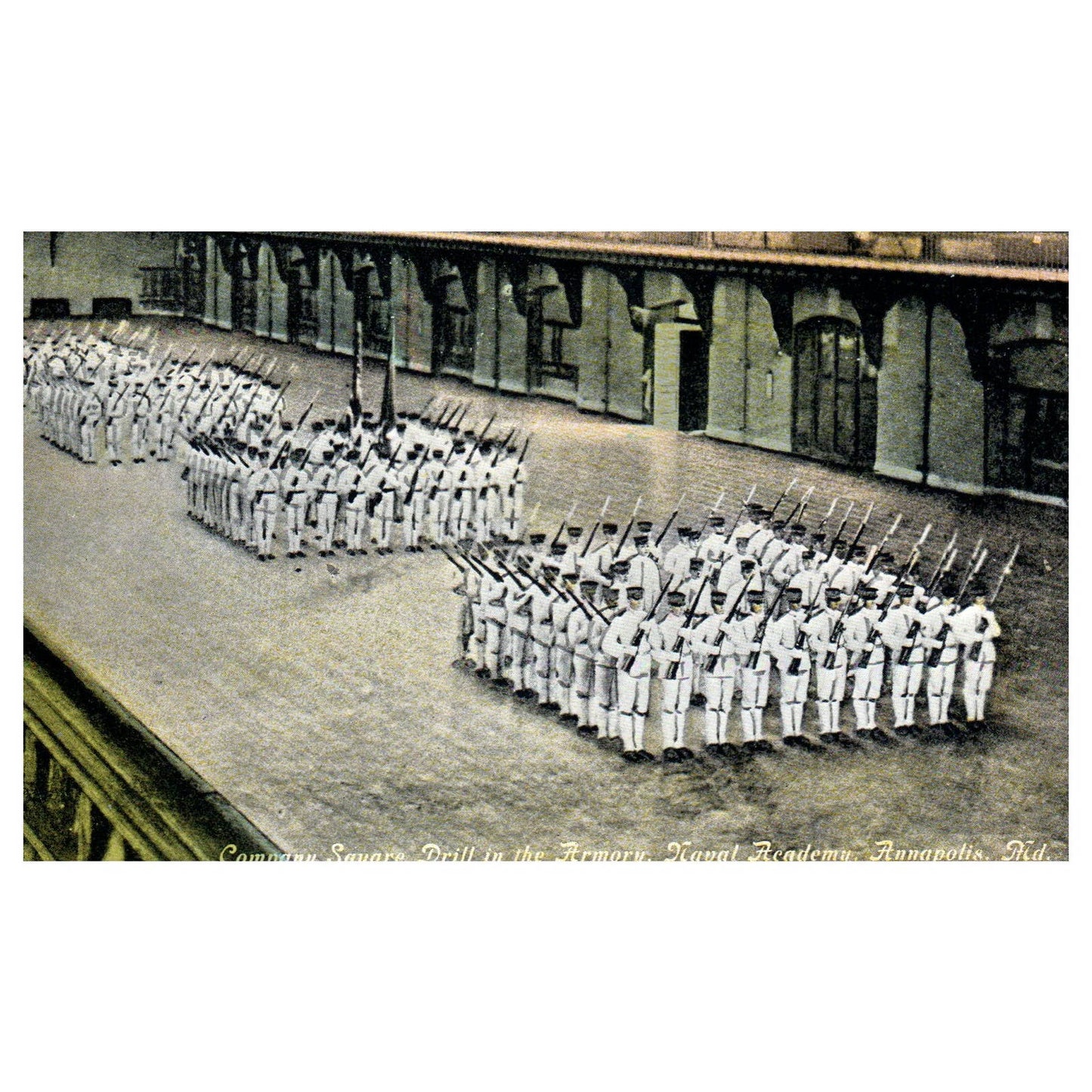 Company Square Drill Naval Academy Annapolis MD - Original Postcard TJ8-5