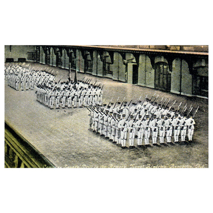 Company Square Drill Naval Academy Annapolis MD - Original Postcard TJ8-5