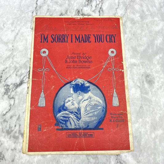 I'm Sorry I Made You Cry June Elvidge N.J. Clesi 1918 Sheet Music V37-5