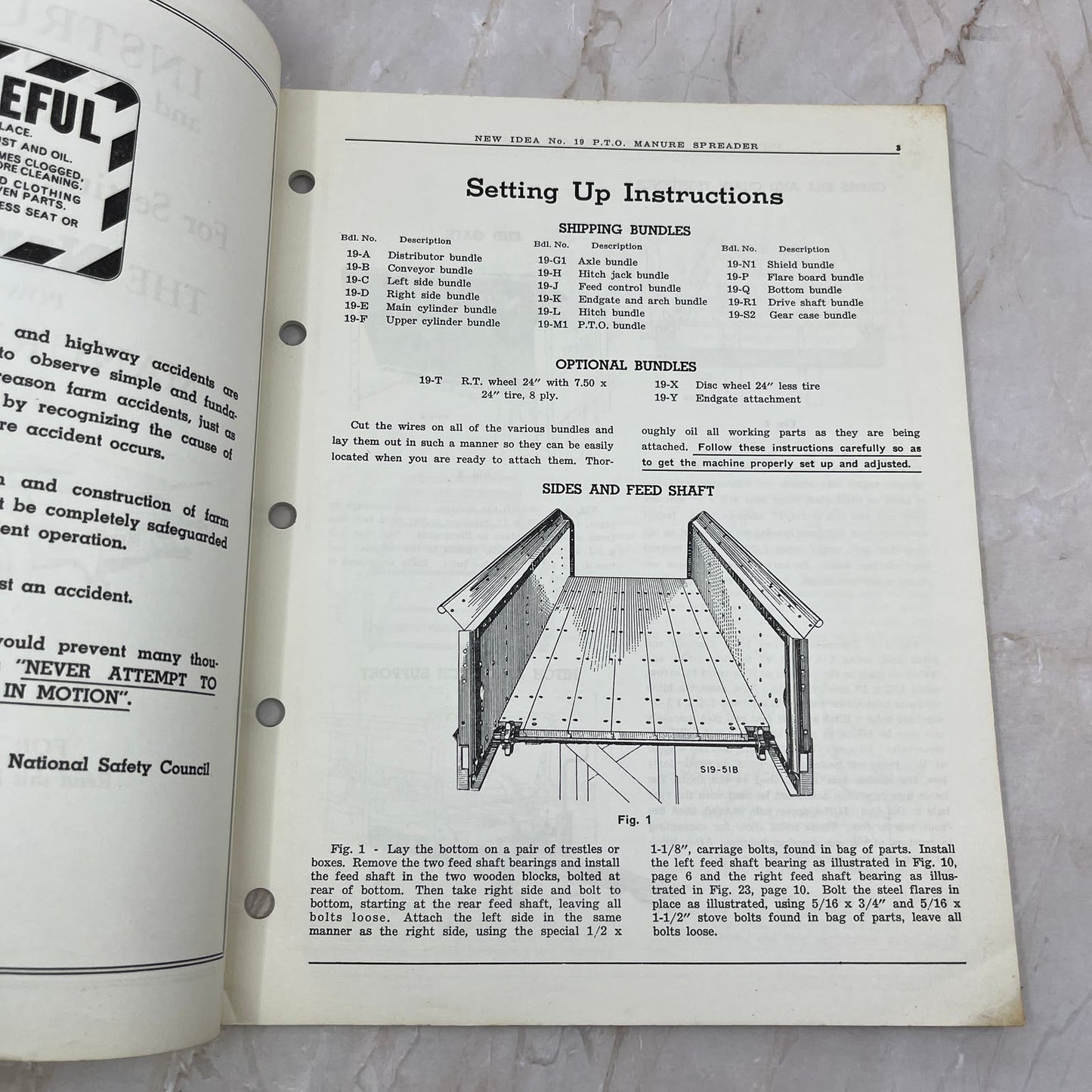 Vintage New Idea Instructions Repair Parts List No. 19 Manure Spreader TJ9