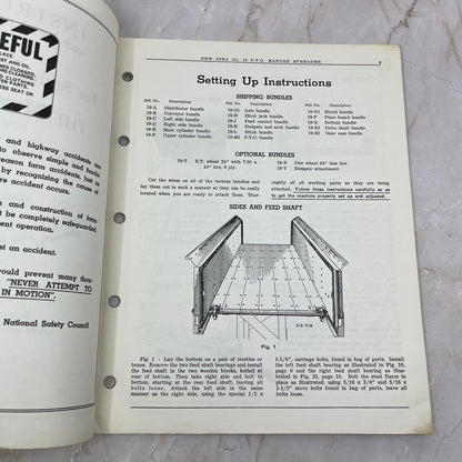 Vintage New Idea Instructions Repair Parts List No. 19 Manure Spreader TJ9
