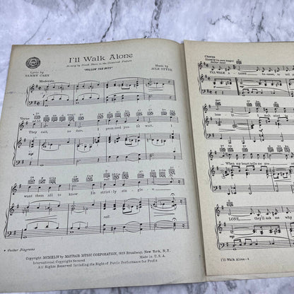 I'll Walk Alone by Cahn Styne (Vintage Sheet Music 1944 Mayfair) Dinah Shore TH5