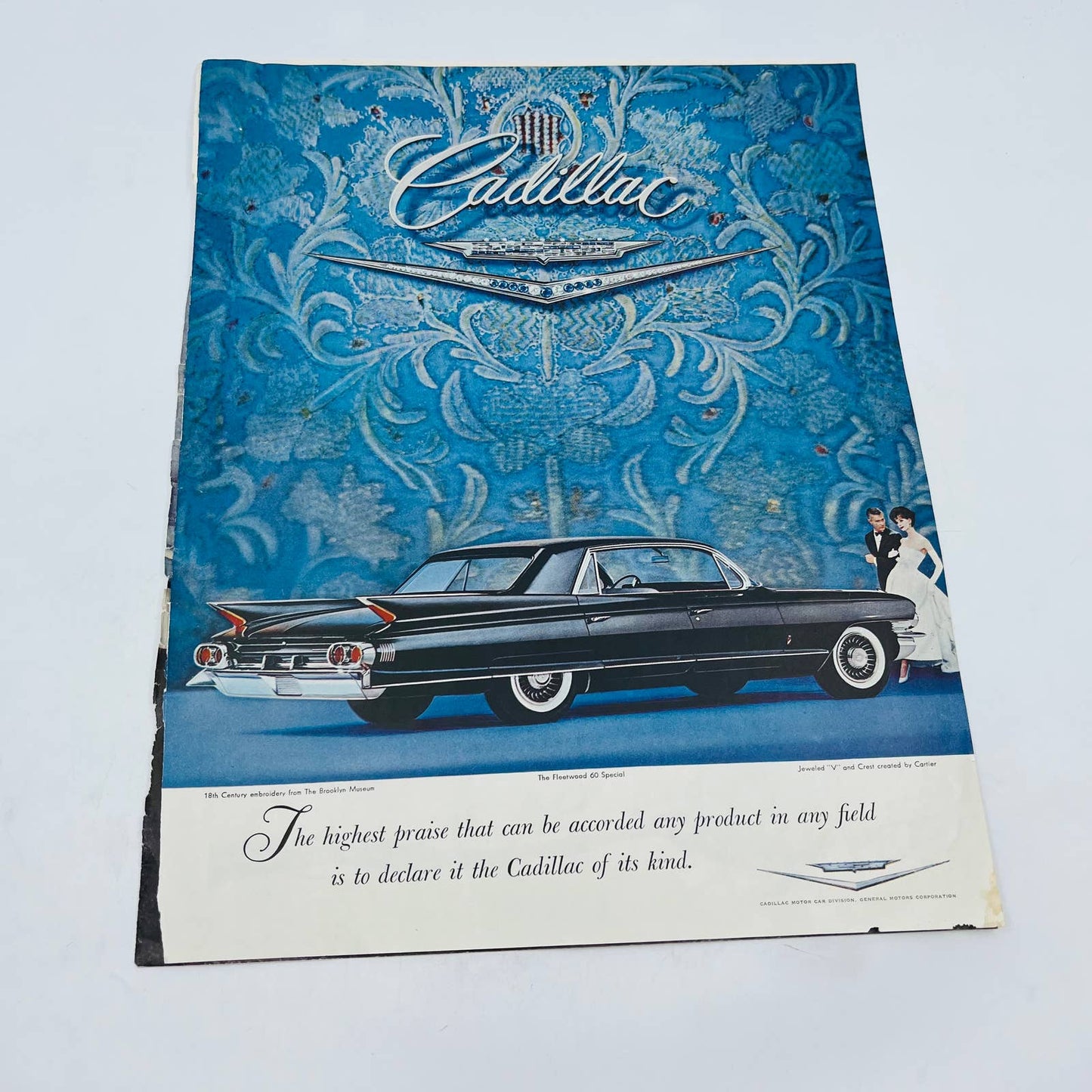 1957-60 Set of 2 Cadillac Fleetwood GM Original Print Ads TA8