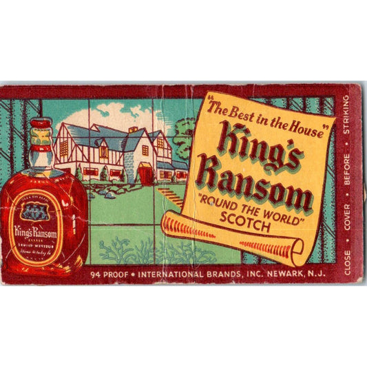 Kings Ransom 'Round the World' Scotch Advertising Matchbook Cover SA9-M5