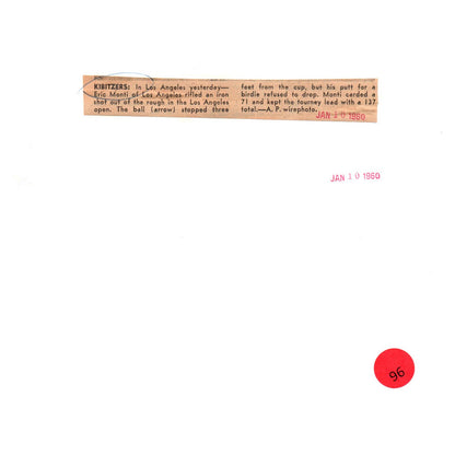 1960 Press Photo Golf Eric Monti Rough Shot Los Angeles Open 7x9" AD2