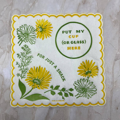 Put My Cup Here Napkin Yellow Daisies Black Eyed Susans England Set of 2 TJ1