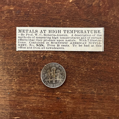 Metals at High Temperature W.C. Robert-Austen Original Advertisement AD8-P28