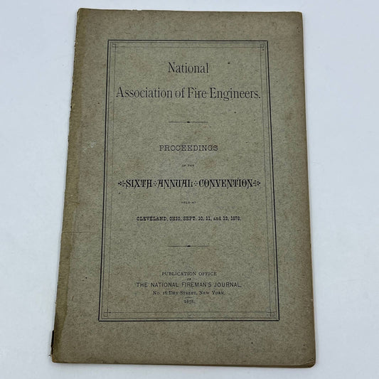 1878 National Association of Fire Engineers 6th Annual Convention Book TG6