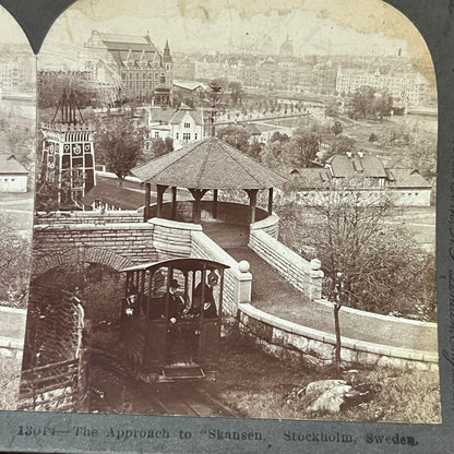 Approach to Skansen Stockholm Sweden Antique Stereoview Card TJ9-V1