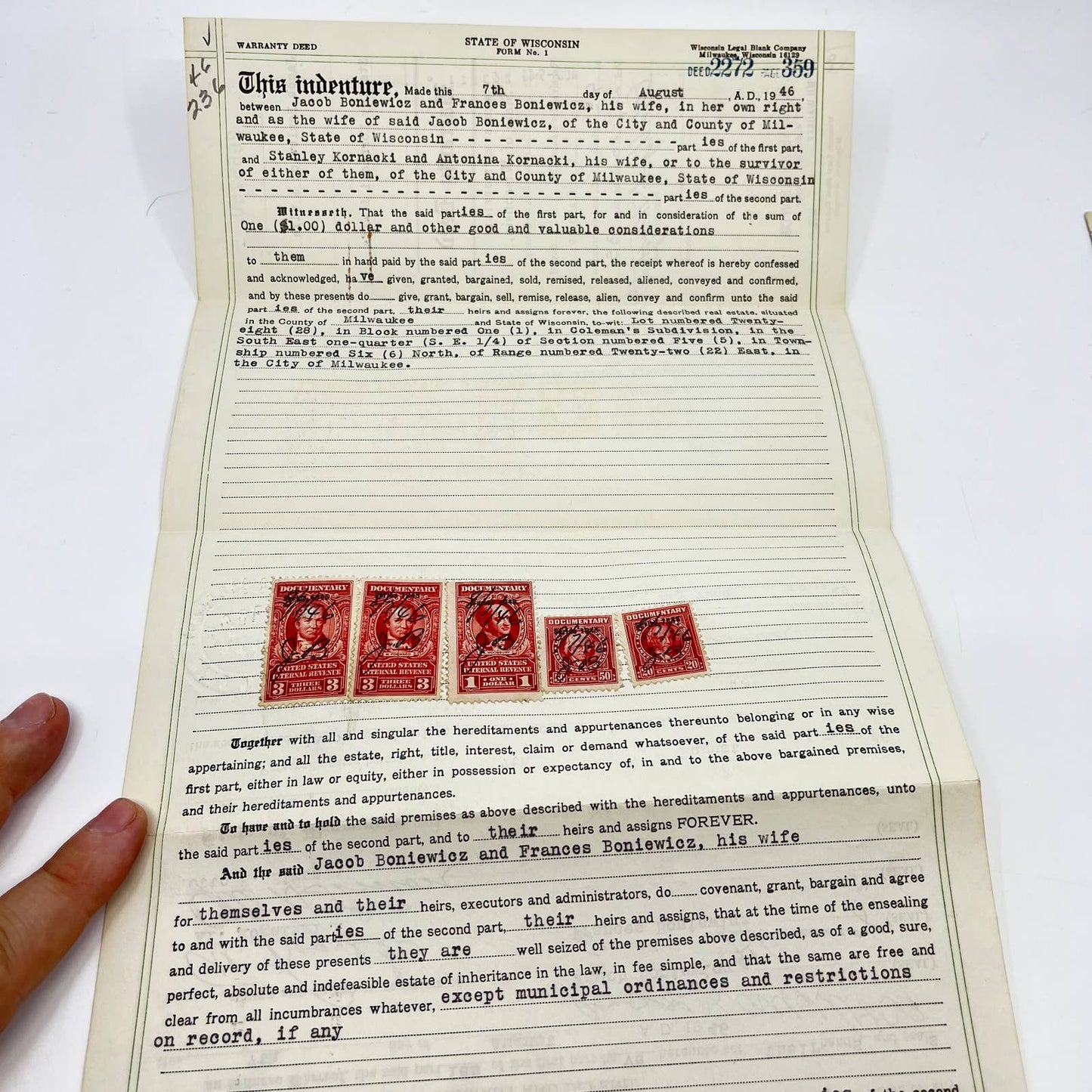 1940s Purchase Agreement Warranty Deed Satisfaction of Mortgage Milwaukee WI AA7