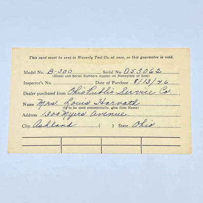 1946 Self Addressed Postcard Waverly Tool Co Sandusky Ohio AC1