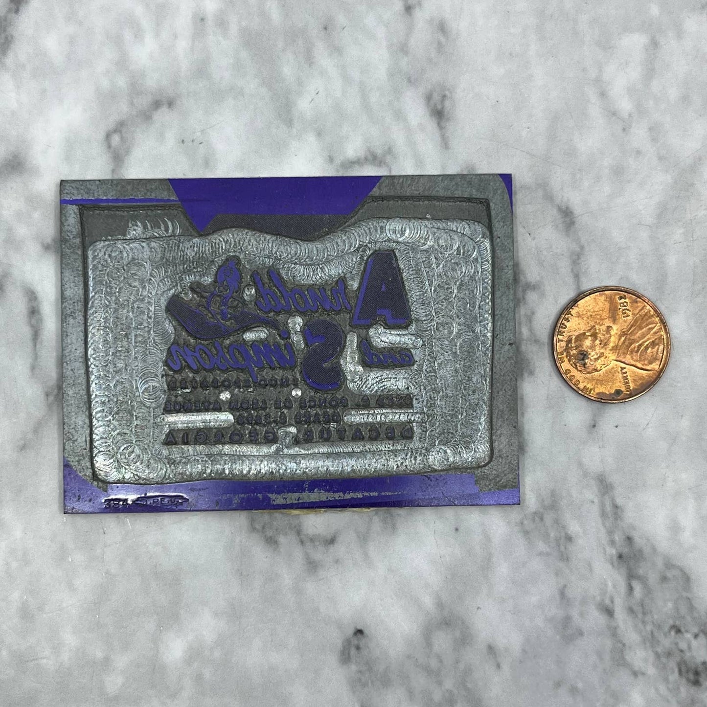 VTG Printing Letterpress Printers Block Plate Arnold & Simpson Decatur GA TJ57