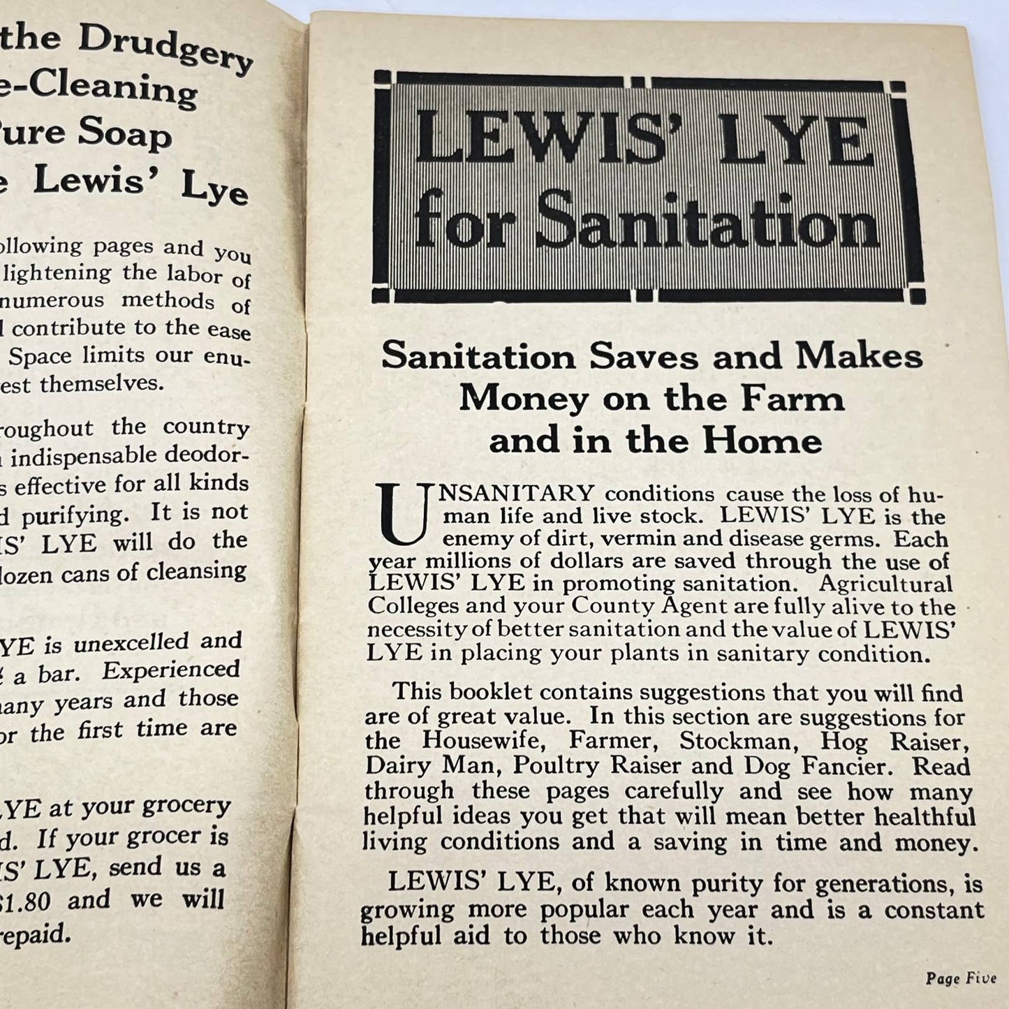 1931 The Truth About a Lye Booklet Lewis’ Lye Soap TF7