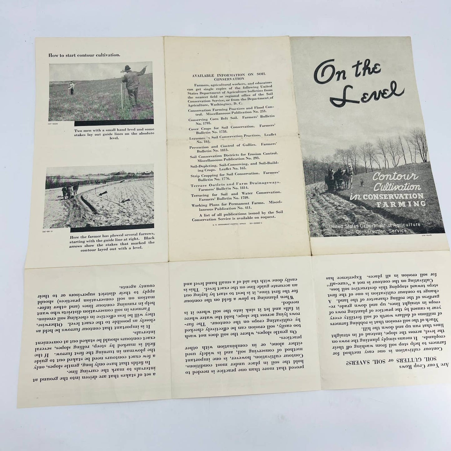 1930s Contour Cultivation in Conservation Farming US Agriculture Dept Flyer SA7