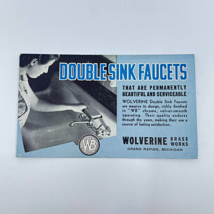Vintage Blotter Card Double Sink Faucet Wolverine Brass Works Grand Rapids MI D4