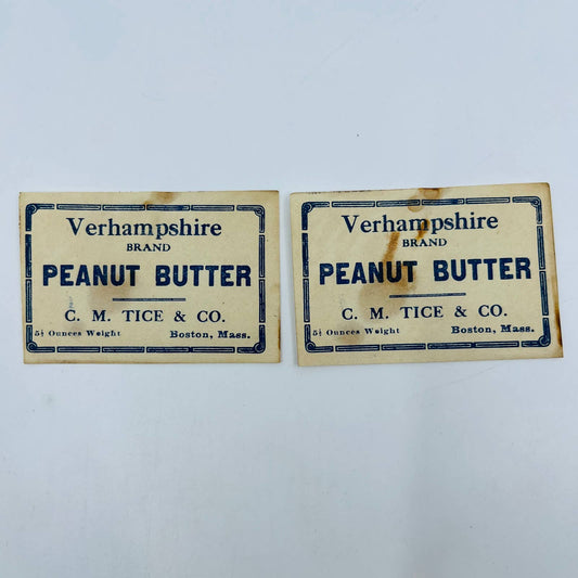 VERHAMPSHIRE Brand Peanut Butter Label C.M. Tice & Co. Boston Set of 2 SA7