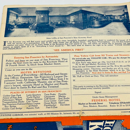 1939 SAN FRANCISCO HOTEL KEYSTONE MAP PAMPHLET WORLD’S FAIR GOLDEN GATE A1