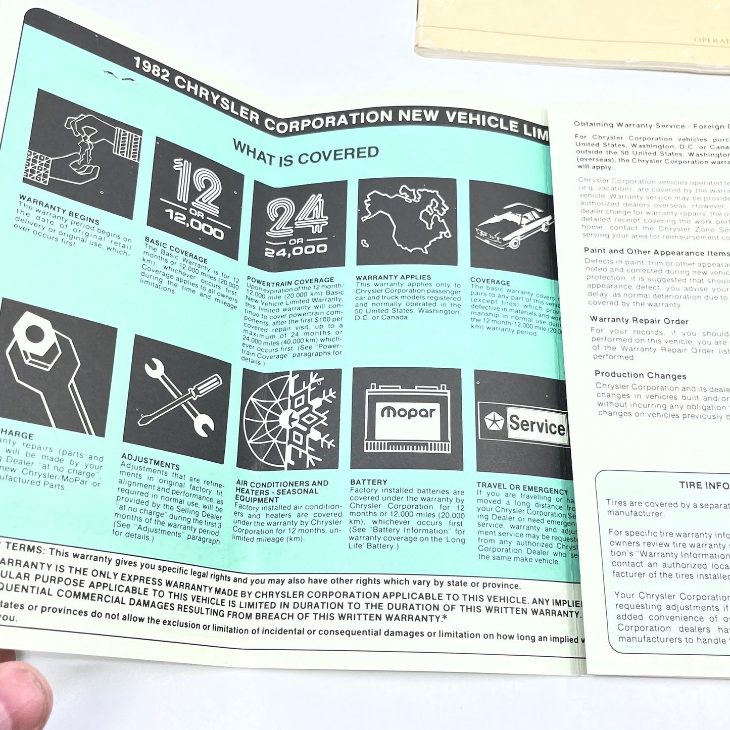 1982 Plymouth Horizon TC3 Manual and New Car Inserts Chrysler H4-6