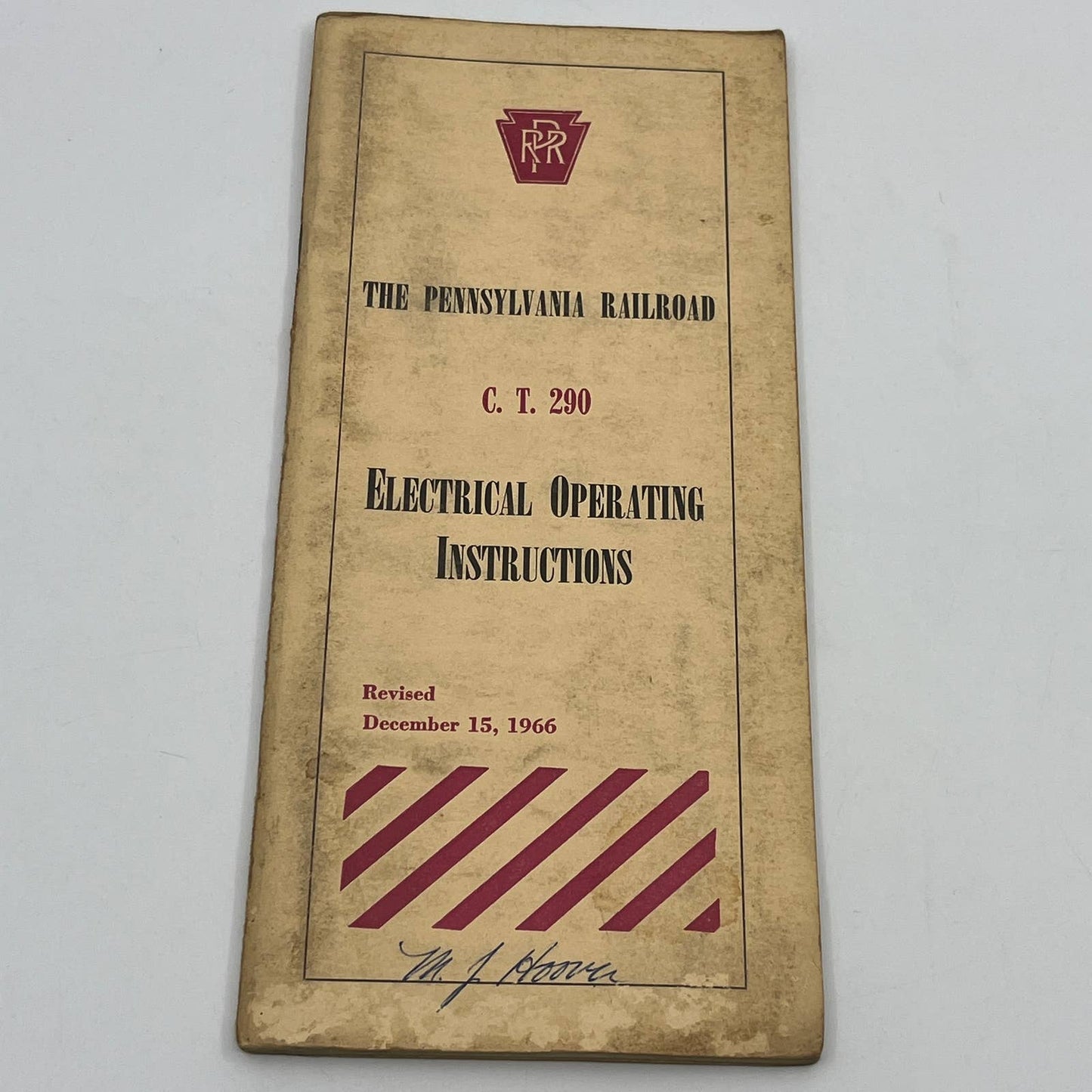 1966 Pennsylvania Railroad C.T. 290 Electrical Operating Instructions Manual TG6