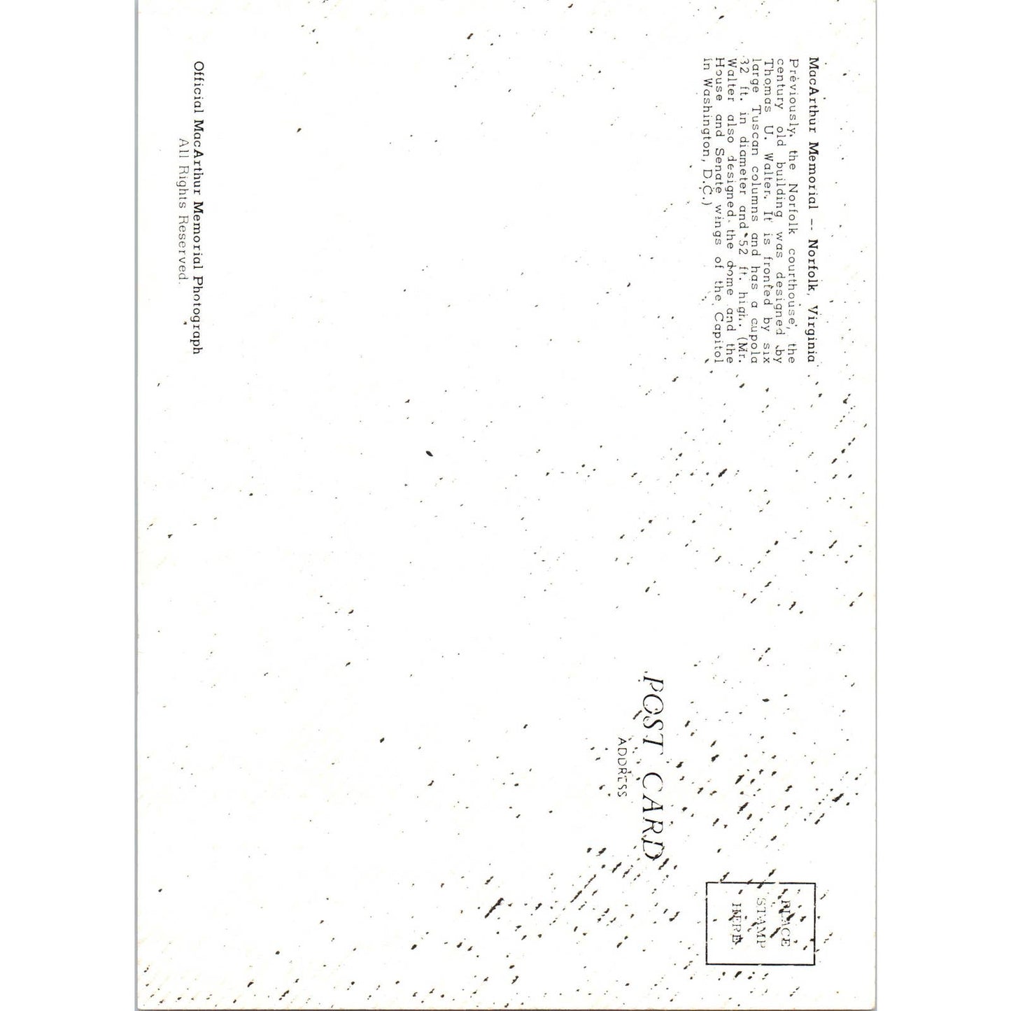 Vintage Large Postcard MacArthur Memorial Norfolk Virginia EA3