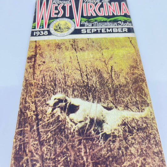 1938 Large Fold Out Road Map of West Virginia SC9