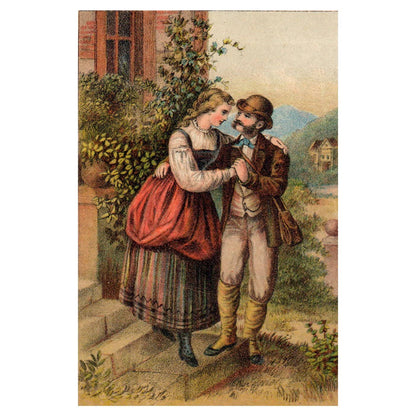 Victorian Courting Couple BLANK - 1880s Victorian Trade Card TJ8-3