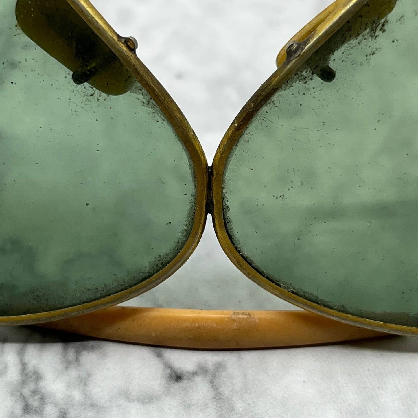 Vintage Brass Aviator Eyeglasses Frames With Celluloid Bridge Cable Arm SE9