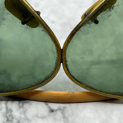 Vintage Brass Aviator Eyeglasses Frames With Celluloid Bridge Cable Arm SE9