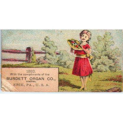 1880s Victorian Trade Card Burdett Organ Co. Erie PA SF2