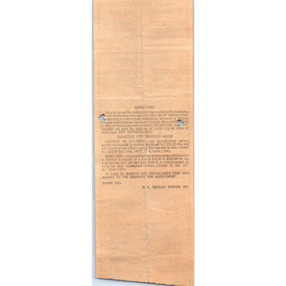1971 Washington DC Transit System Transfer Ticket SE8