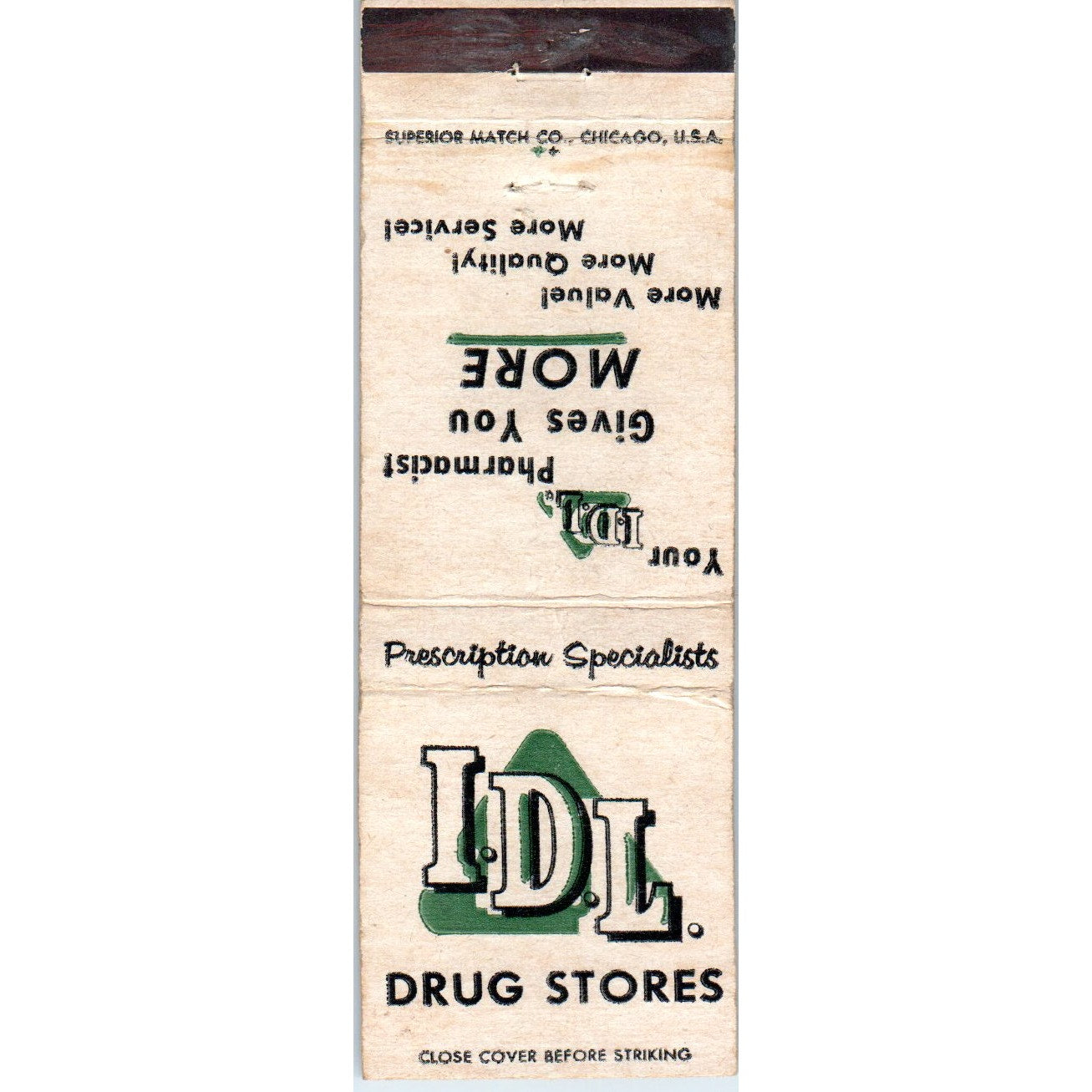 IDL Drug Stores Advertising Matchbook Cover MM9-9