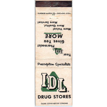 IDL Drug Stores Advertising Matchbook Cover MM9-9