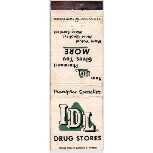 IDL Drug Stores Advertising Matchbook Cover MM9-9