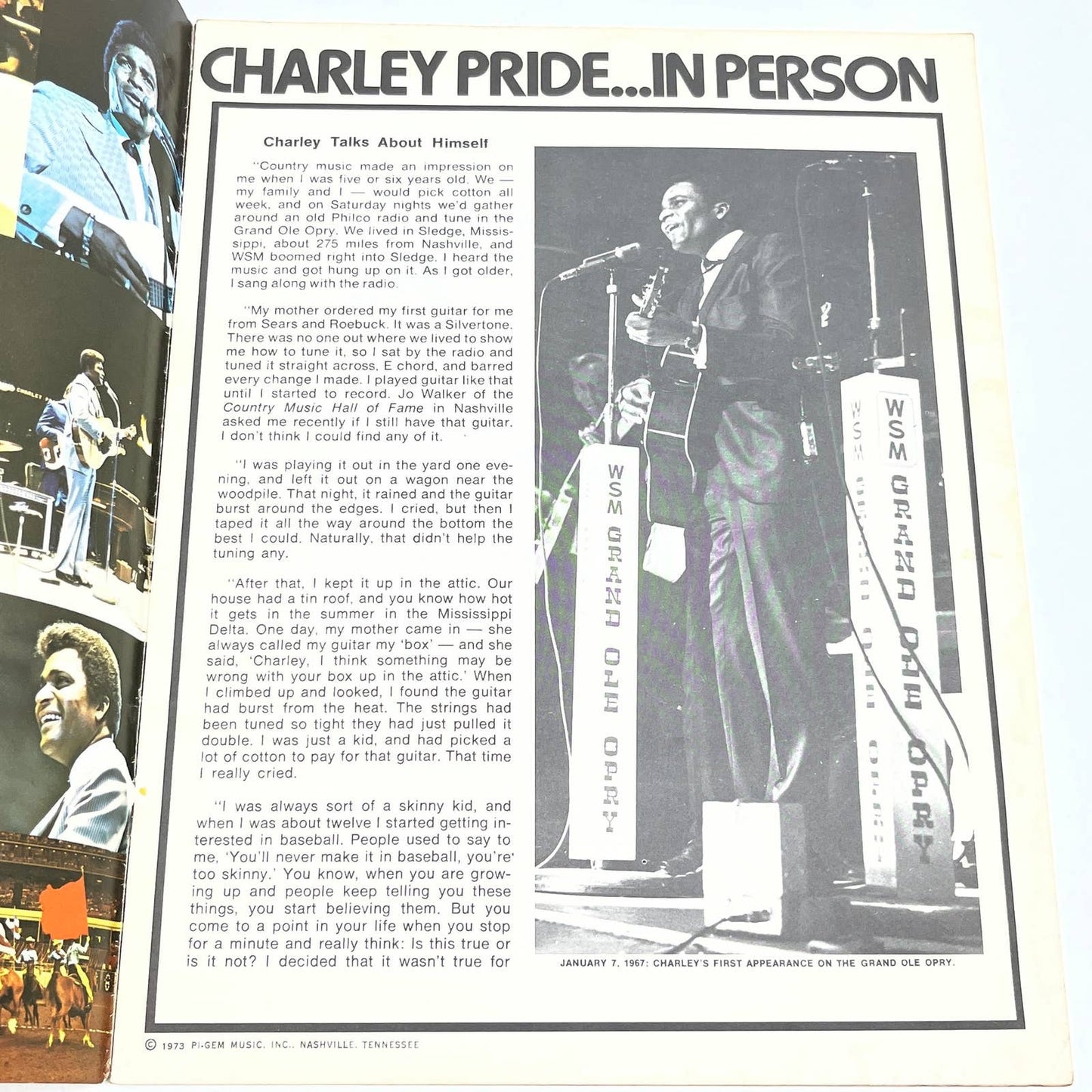 1973 Charley Pride Souvenir Book Program Collectible Grand Ole Opry V37-4