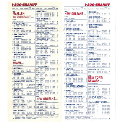 1984 Braniff MK LI Inaugural System Schedule Timetable Brochure SE4