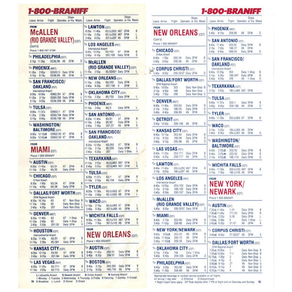 1984 Braniff MK LI Inaugural System Schedule Timetable Brochure SE4