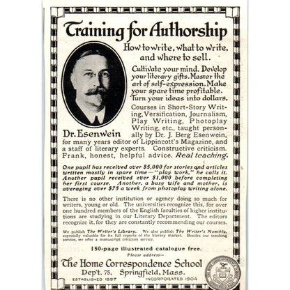 c1920 Harper's Ad-Training for Authorship Dr. Esenwein Correspondence School EA3