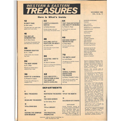Western & Eastern Treasures Magazine Mines, Buried, Metal Detecting Nov 1980 MB2