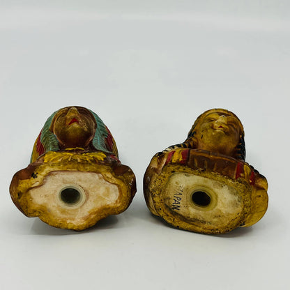 Vintage 1950s Indian Native American Chief Man and Woman Salt and Pepper TB5