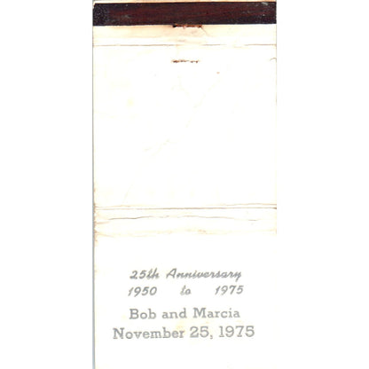 1974 Bob & Marcia 25th Silver Anniversary Matchbook Cover MM9-7
