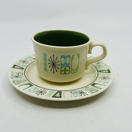 Taylor Smith Taylorstone Cathay Atomic Mid Century Coffee Cup & Saucer Set TD7-1