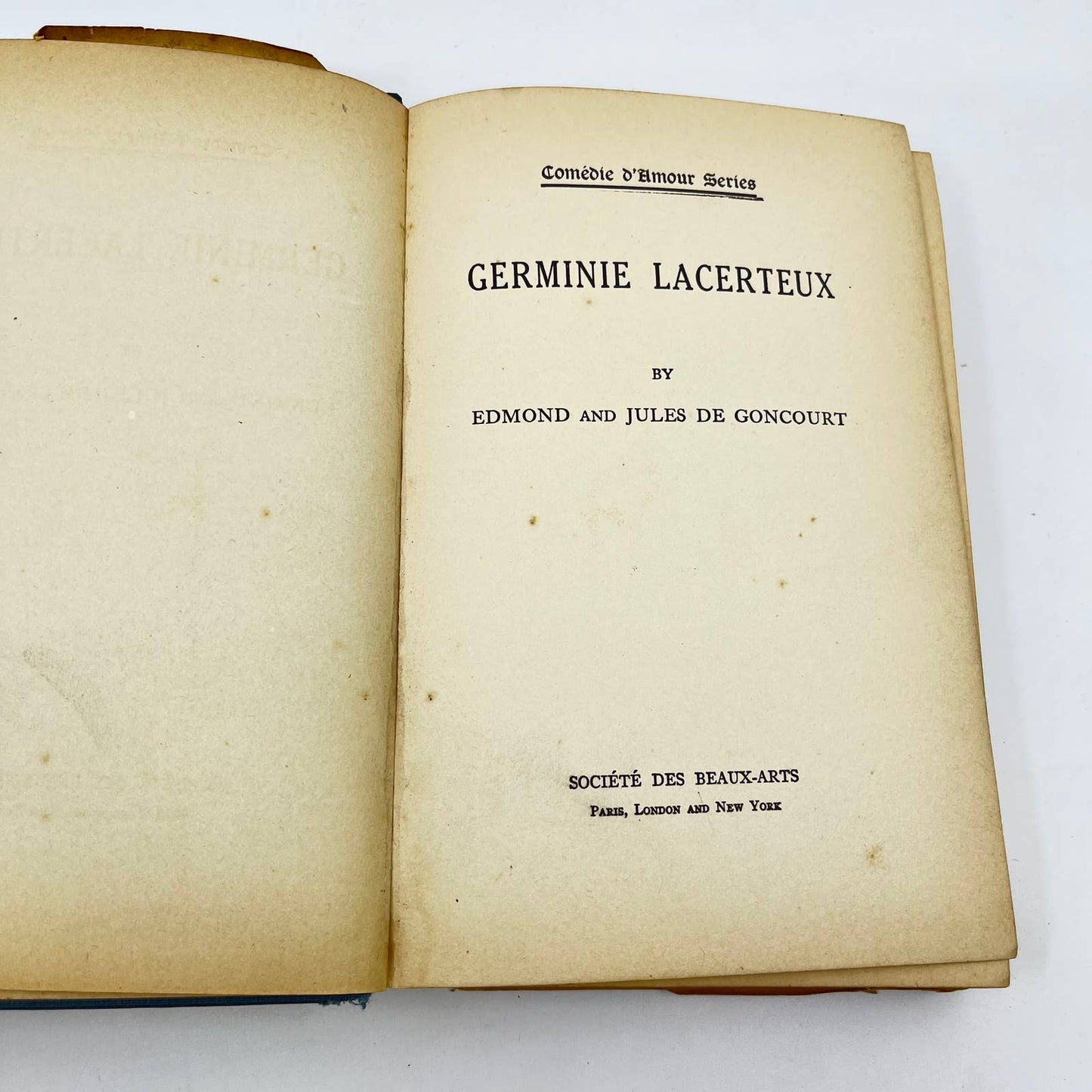 c1900 Germinie Lacerteux Edmond and Jules De Goncourt Comedie D'Amour TF2