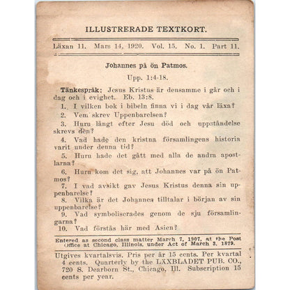 1920 GERMAN Lesson Card Jesus Christ The Same Yesterday Today & Forever SE5