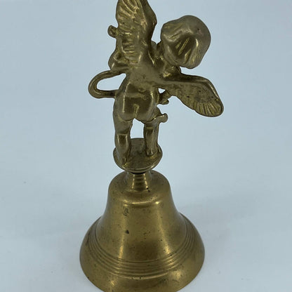 Vintage Victorian Cast Brass Cherub Cupid Angel Table Dinner Bell 6” TF5