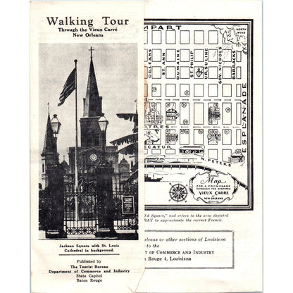 1950s Walking Tour Through Vieux Carre New Orleans Map & Travel Brochure TH2-SF2